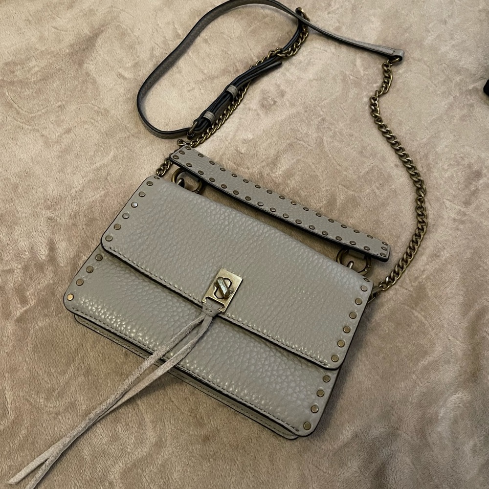 Rebecca minkoff Darren top handle crossbody leather tan studded bad